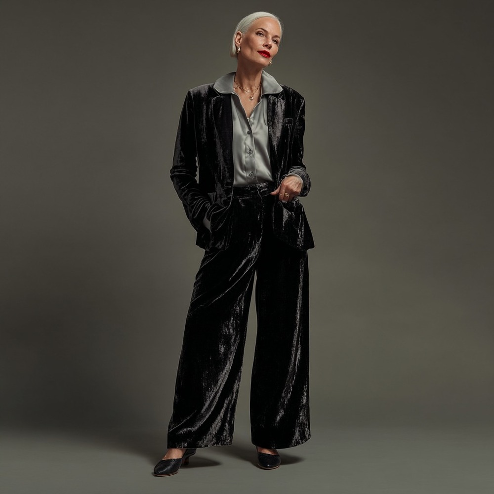 EVERY Size S Black Crushed Velvet Blazer Women's Oversized Minimalist Dark